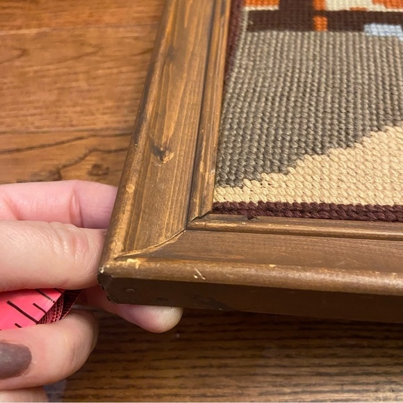 Vintage framed embroidered‎ wall art  work - Picture 14 of 15